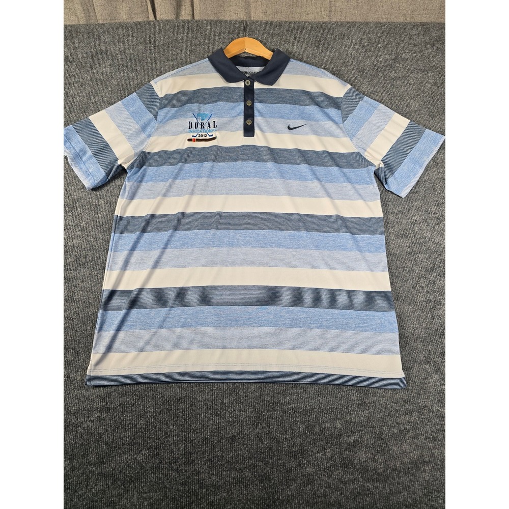 Nike Golf Dri-Fit Performance Polo Shirt Mens XL Stripe Doral Invitational 2012